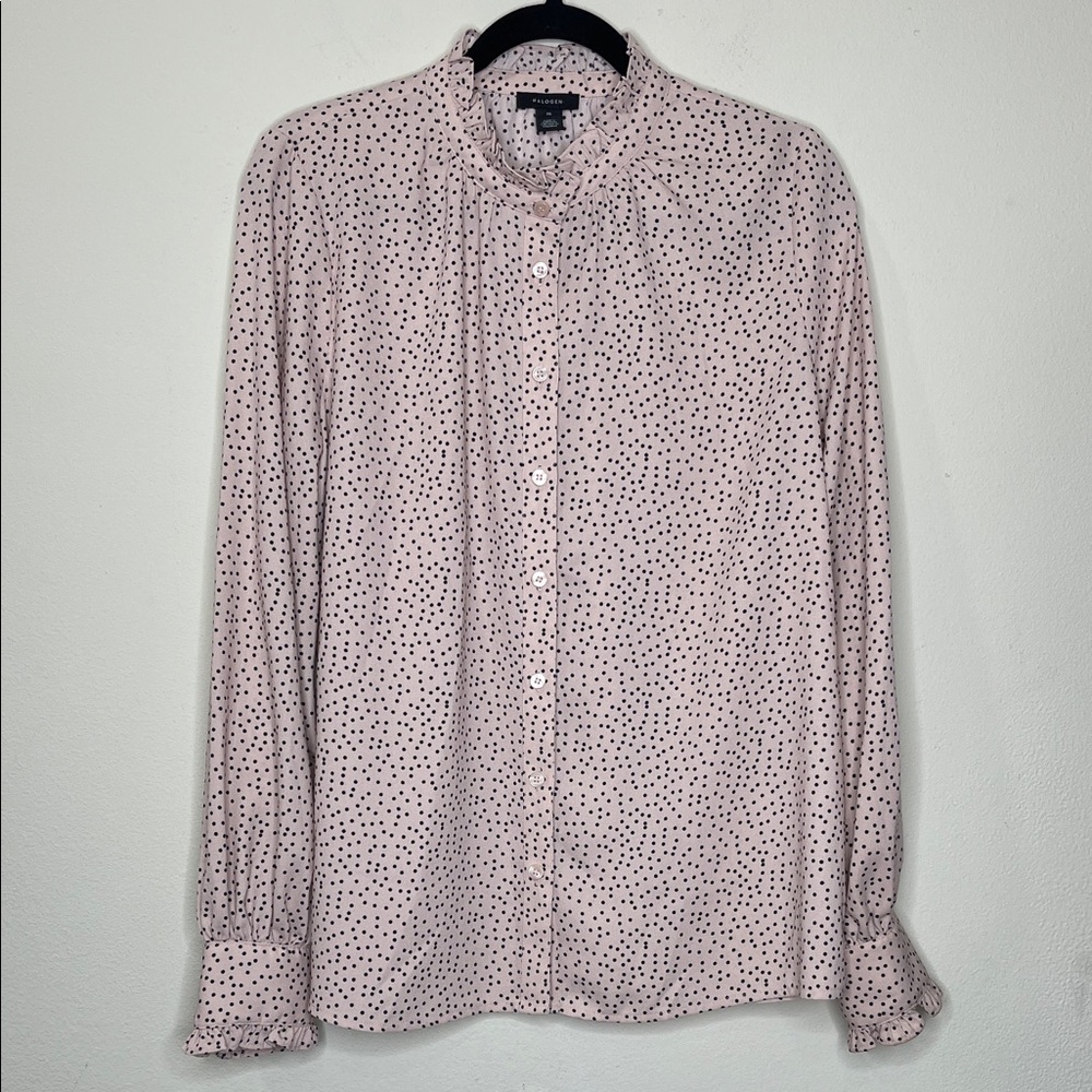 Halogen Pink Polka Dot Casual Shirt